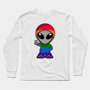 Space Alien LGBTQIA Pride Colors Long Sleeve T-Shirt